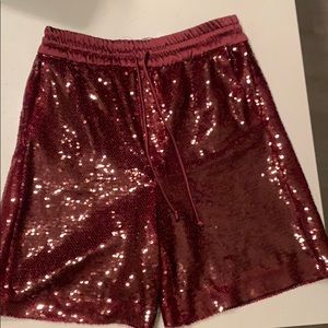 Burgundy Sequin Short